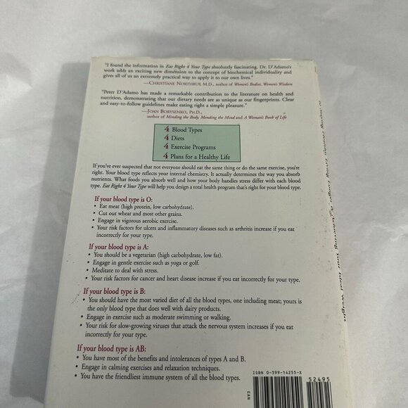 Eat Right 4 Your Type by Dr. Peter J. D’Adamo - Hardcover - Picture 2 of 2